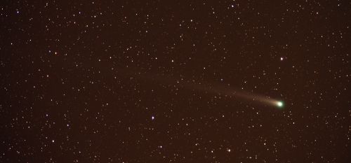 Comet Lovejoy (C/2013 R1) I am happy with this image. I always want better, but with the weather -- cold, hazy, and breezy -- I got the best I could. This is the best image I've taken of a 'normal' comet. (Click until you get to the highest resolution.)